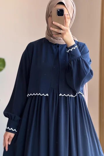 Navy Blue Embroidered Jacket Suit