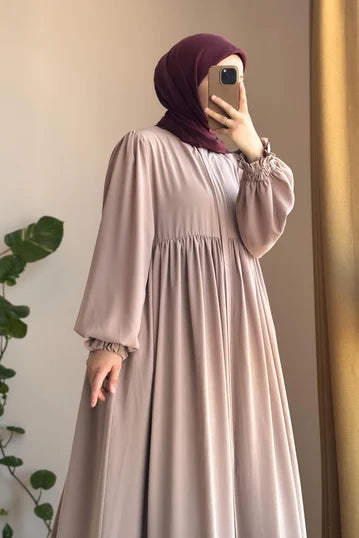 Dramatic Rosy Beige Modest Abaya
