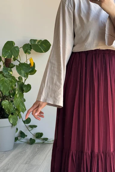 Burgundy Chiffon Lined Crush Skirt