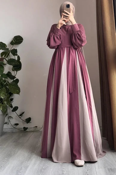 Rose & Beige Dilim Garni Dress