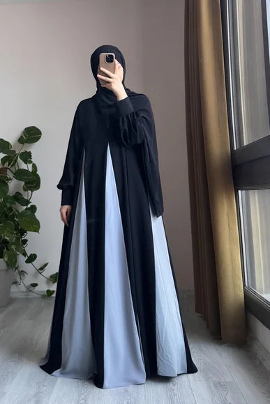 Black & Light Gray Dilim Garni Dress