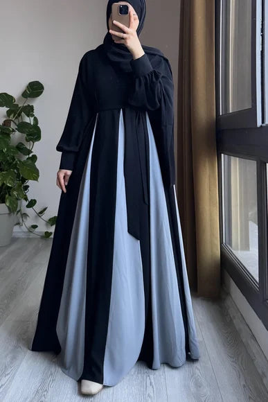 Black & Light Gray Dilim Garni Dress