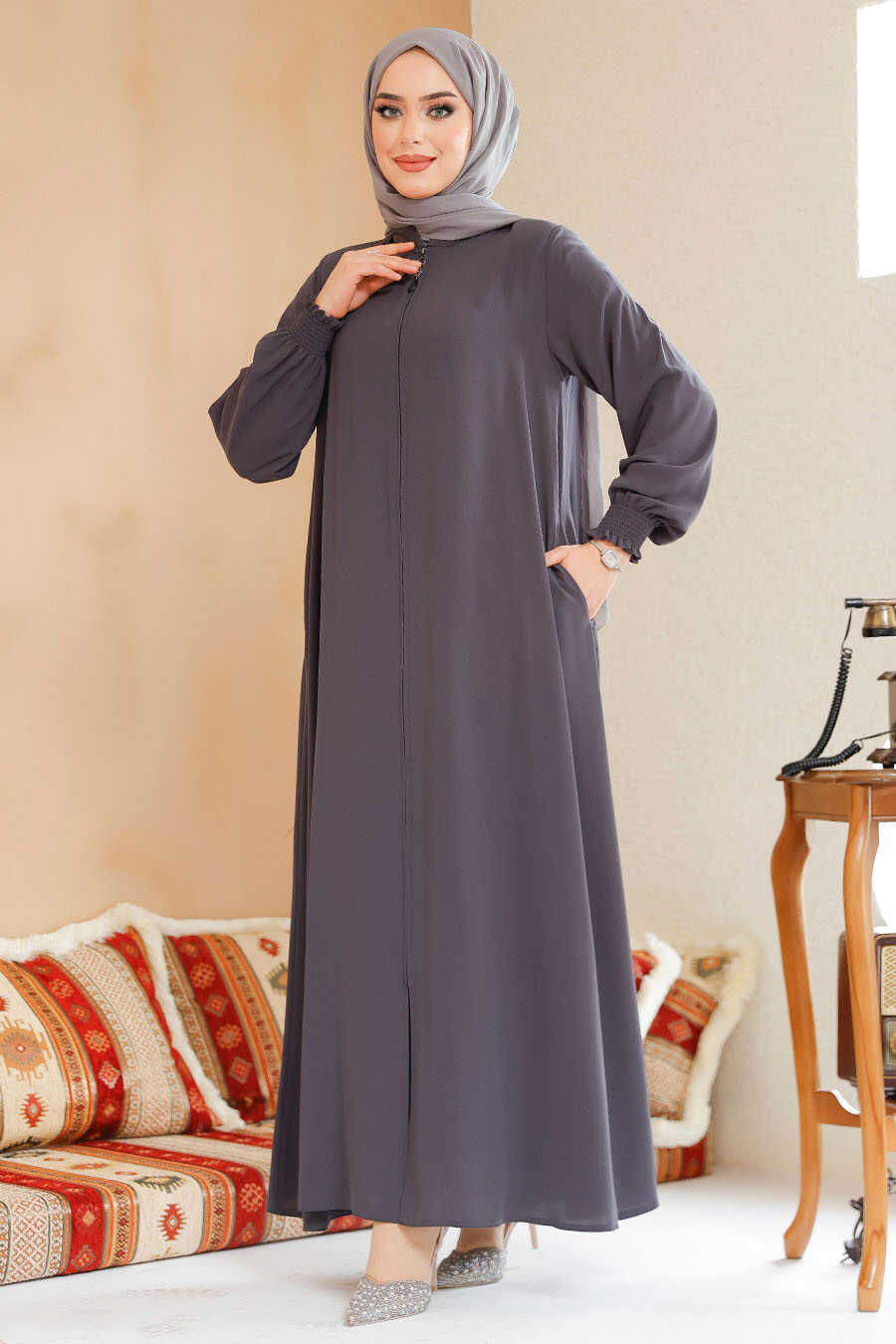 Smoke Grey Turkish Abaya