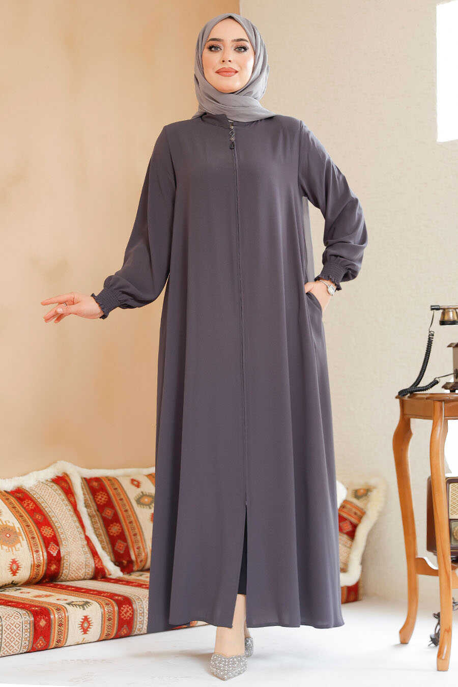 Smoke Grey Turkish Abaya