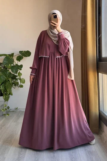Embroidered Rosewood Modest Set with Jacket