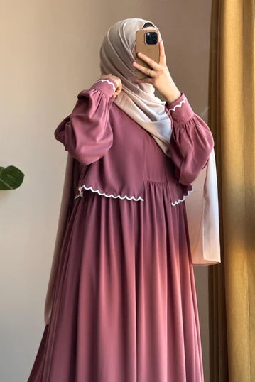 Embroidered Rosewood Modest Set with Jacket