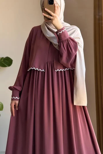 Embroidered Rosewood Modest Set with Jacket