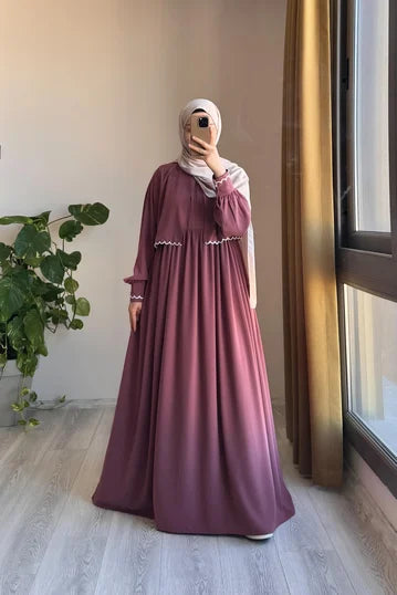 Embroidered Rosewood Modest Set with Jacket