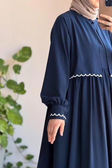 Navy Blue Embroidered Jacket Suit