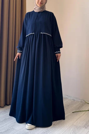 Navy Blue Embroidered Jacket Suit