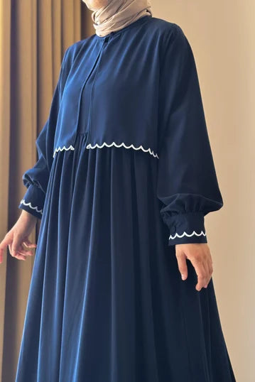 Navy Blue Embroidered Jacket Suit