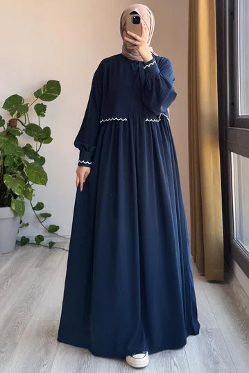 Navy Blue Embroidered Jacket Suit