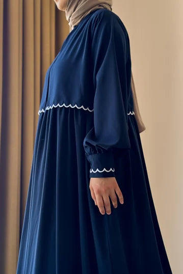 Navy Blue Embroidered Jacket Suit