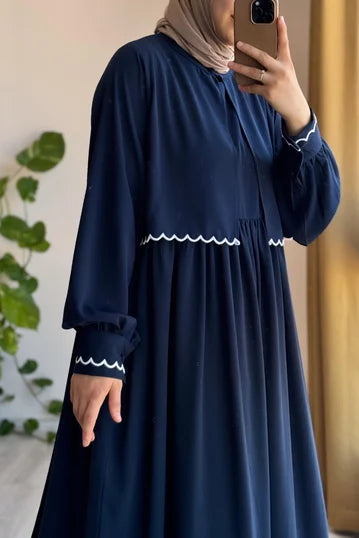 Navy Blue Embroidered Jacket Suit