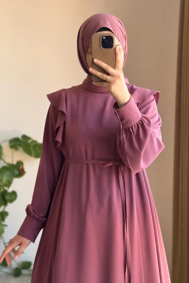 Rose Ruffle Detail Midi Dress