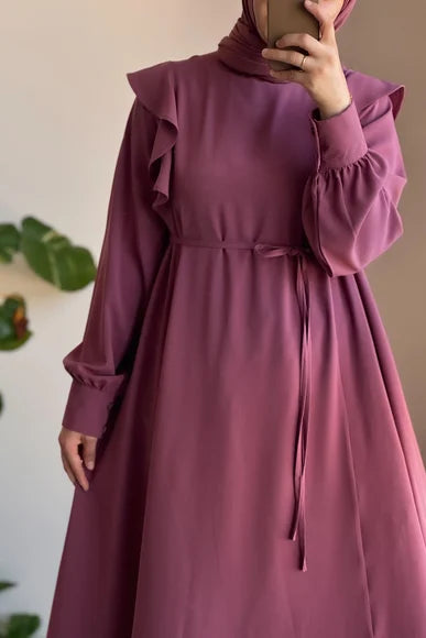 Rose Ruffle Detail Midi Dress