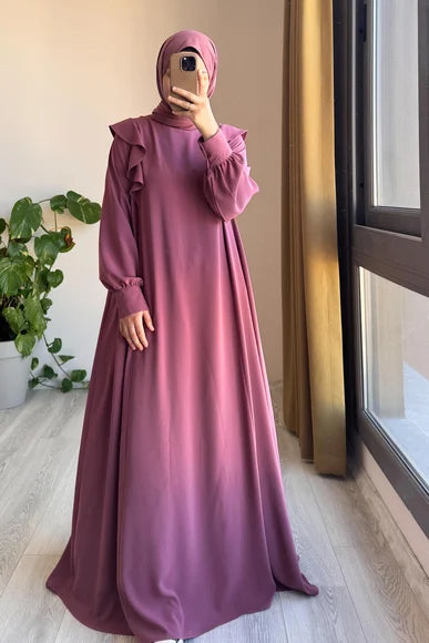 Rose Ruffle Detail Midi Dress