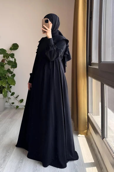 Classic Black Ruffle Trim Dress