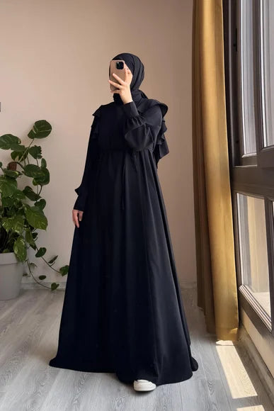 Classic Black Ruffle Trim Dress