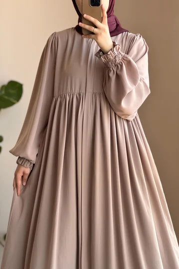Dramatic Rosy Beige Modest Abaya