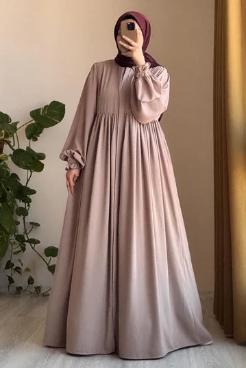 Dramatic Rosy Beige Modest Abaya