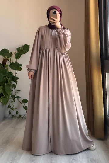 Dramatic Rosy Beige Modest Abaya